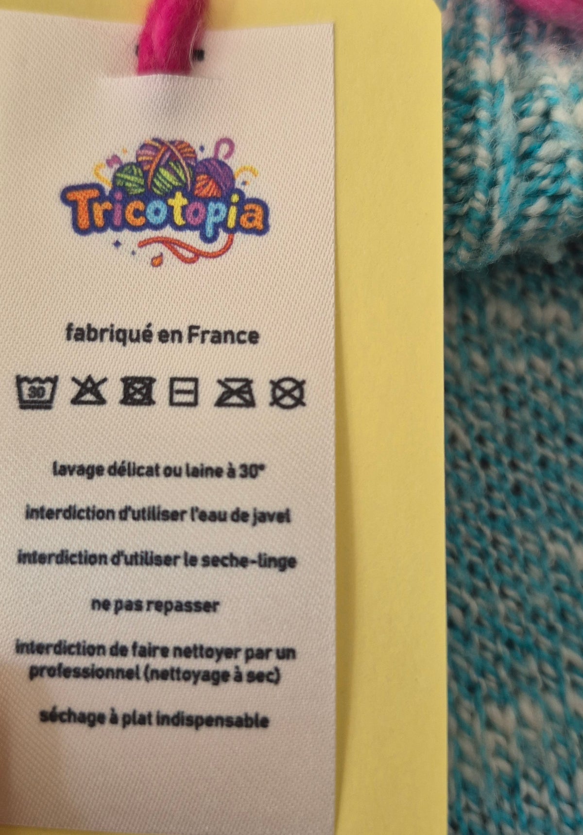 Pull col roulé bleu & blanc - Tricotopia