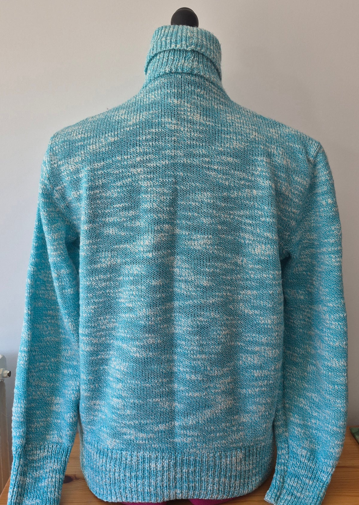 Pull col roulé bleu & blanc - Tricotopia