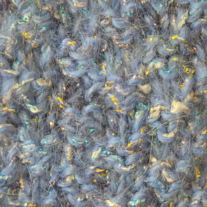 Gilet bleu à paillettes - manches courtes - tricotopia