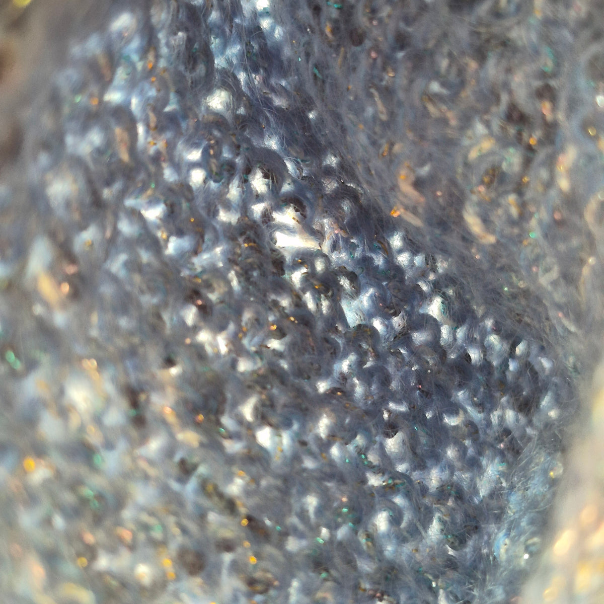 Gilet bleu à paillettes - manches courtes - tricotopia