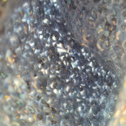 Gilet bleu à paillettes - manches courtes - tricotopia