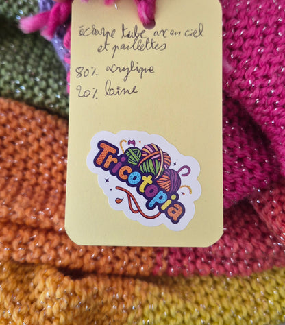 Écharpe tube multicolore à paillettes - Rainbow - Tricotopia