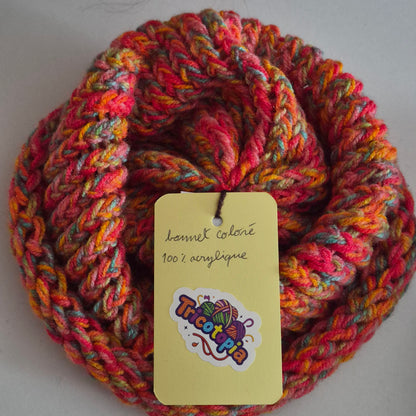bonnet tricoté coloré - maille moelleuse